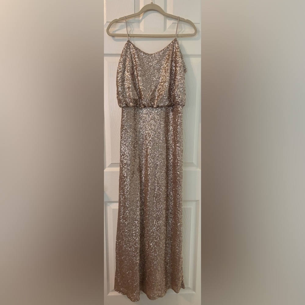 Gold sequin Floor length Formal Gown, stretch, Bodycon, Size US 18 ,Sorella Vita